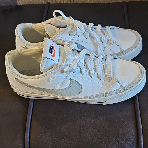 Nike Other - Nike White Low-Top Sneakers with Gray Swoosh and Orange Logo